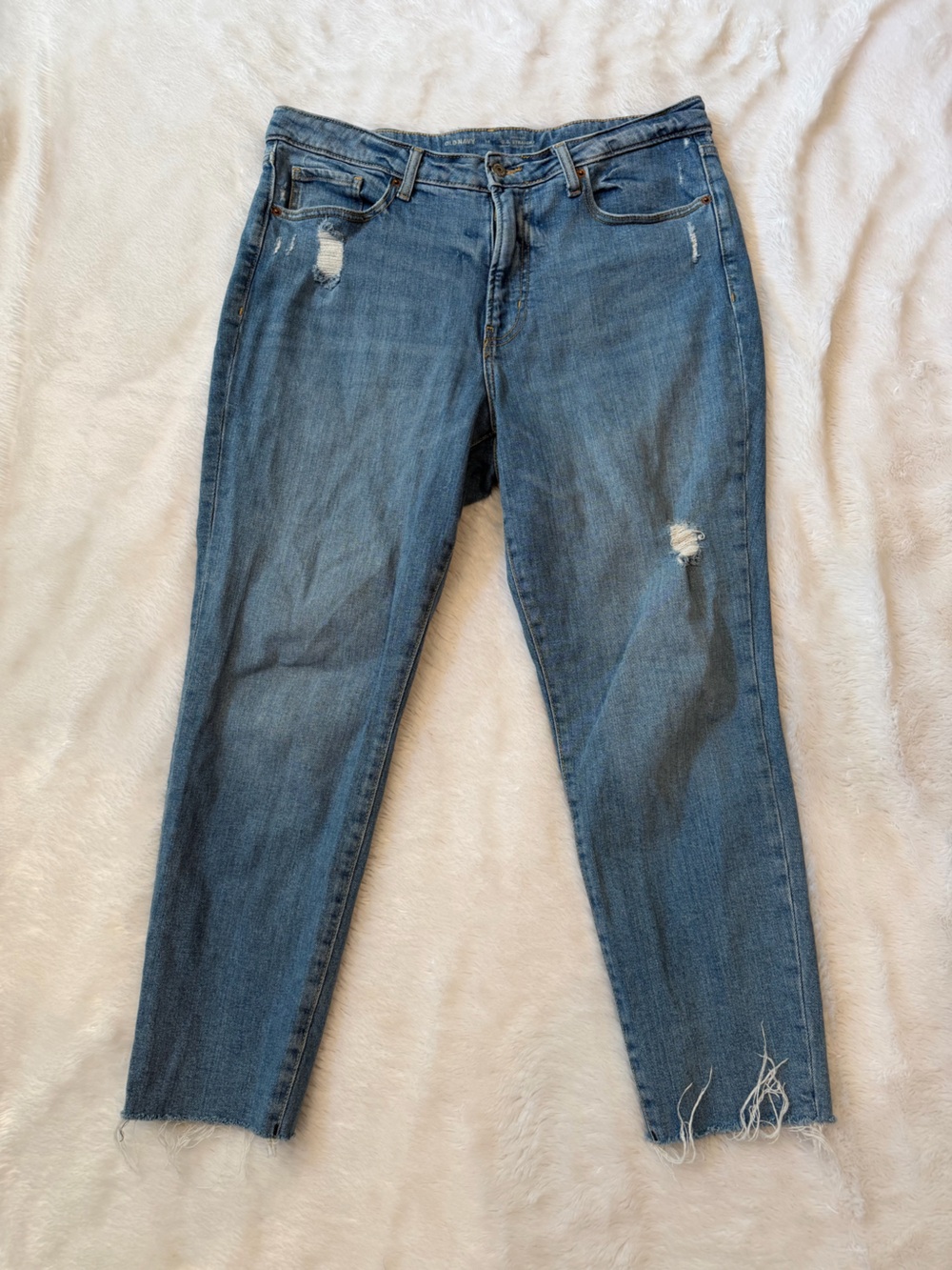 Old Navy Blue Straight-Leg Jeans with Subtle Distressing